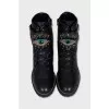 Leather boots with crystals