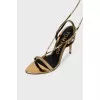 Leather lace-up sandals with tassels