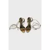 Leather lace-up sandals with tassels