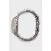 Silver watch with tag