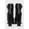Leather ankle boots with metal elements
