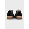 Velvet lace-up shoes