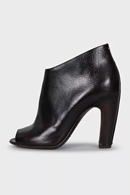 Brown open toe ankle boots