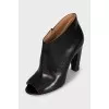 Brown open toe ankle boots