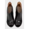 Brown open toe ankle boots