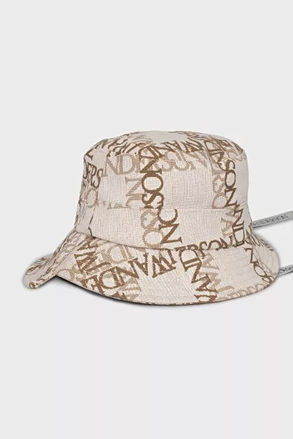 Panama hat with ties in signature print