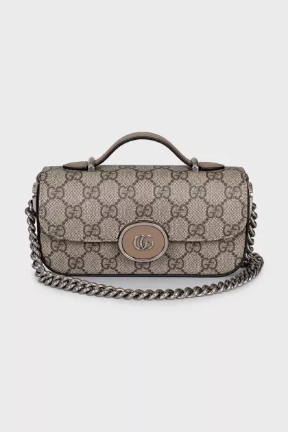 Bag with signature print on chain