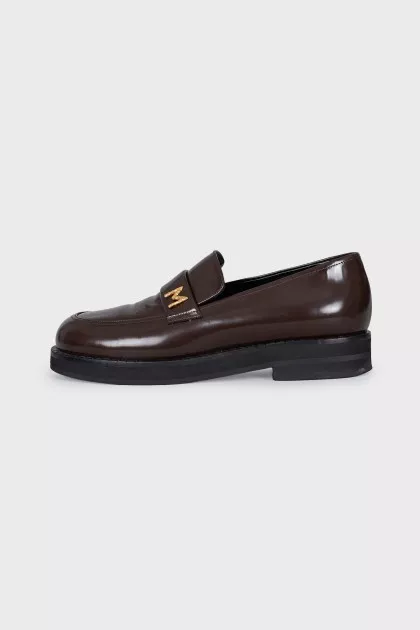 Brown leather loafers