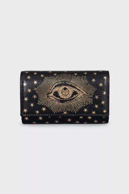 Leather key holder with gold print