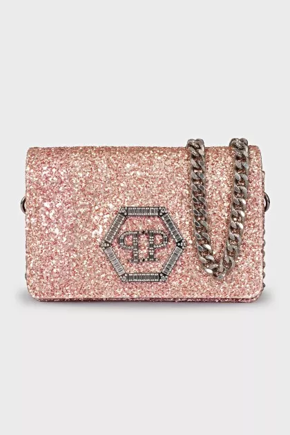 Crystal logo crossbody bag