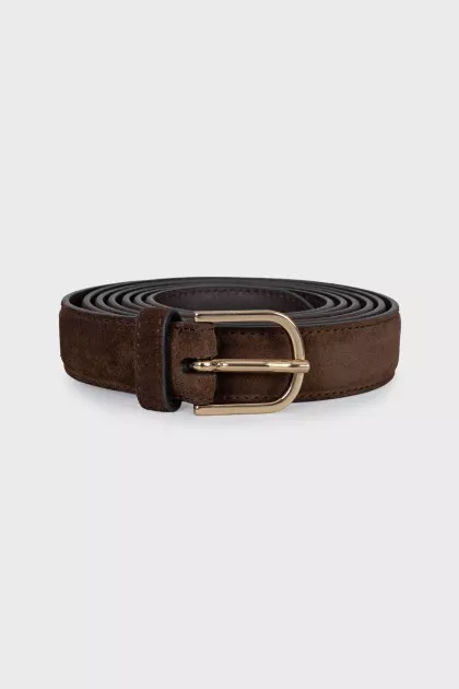 Brown suede and leather belt