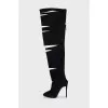 Suede boots with slits