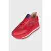 Leather sneakers with lace