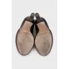 Black leather open toe shoes