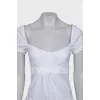 White mini dress with puff sleeves
