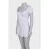 White mini dress with puff sleeves