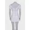 White mini dress with puff sleeves