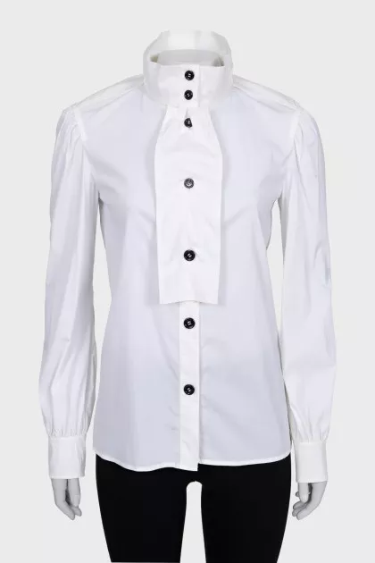 Straight shirt with stand-up collar