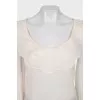 White blouse with a figured collar