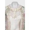 Silk blouse decorated with crystals and beads