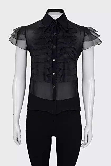 Silk blouse with ruffles and buttons