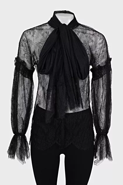 Lace blouse with ties