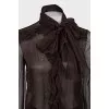 Transparent blouse with silk bow