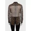 Translucent silk blouse with animal print