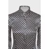 Checkered blouse with detachable collar