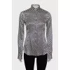 Checkered blouse with detachable collar