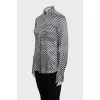 Checkered blouse with detachable collar