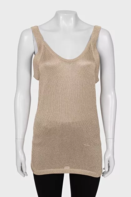 Knitted tank top with wide straps