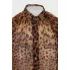Sheer silk blouse with animal print