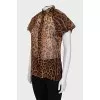 Sheer silk blouse with animal print