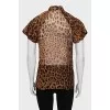 Sheer silk blouse with animal print
