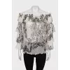 Sheer blouse with printed pleats
