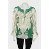Silk blouse with lacing