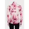 Fitted printed silk blouse