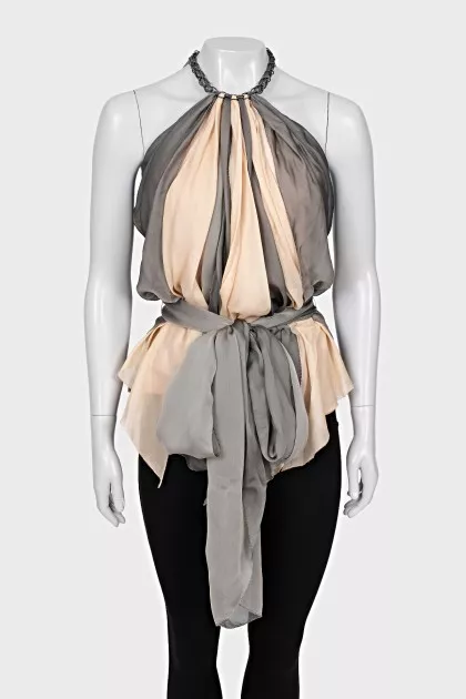 Silk top with chain