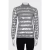 Striped wool turtleneck with sequins