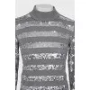 Striped wool turtleneck with sequins