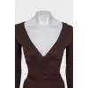 Brown pullover with relief pattern