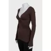 Brown pullover with relief pattern