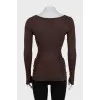 Brown pullover with relief pattern
