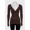 Brown pullover with relief pattern