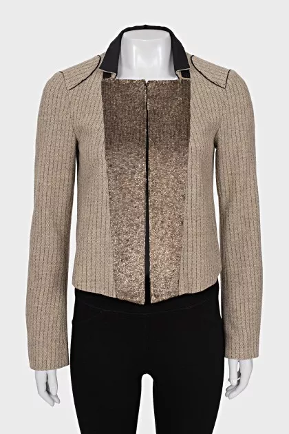 Cropped wool jacket with sequins
