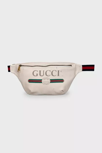 Leather waist bag with logo