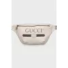 Leather waist bag with logo
