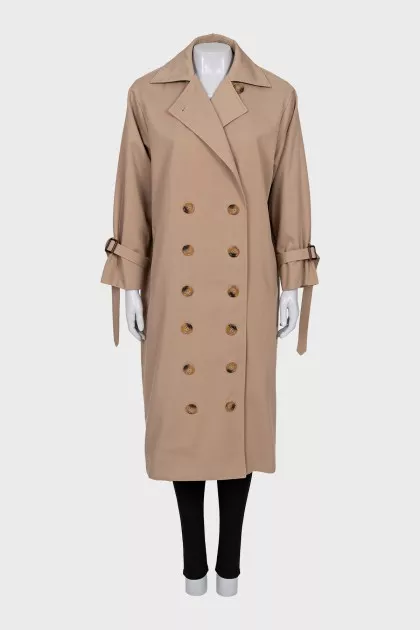Beige double-breasted raincoat