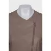 Brown leather jacket with zip